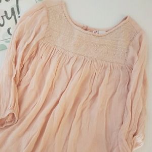 Girl's Sweet Peach Embroidered Blouse